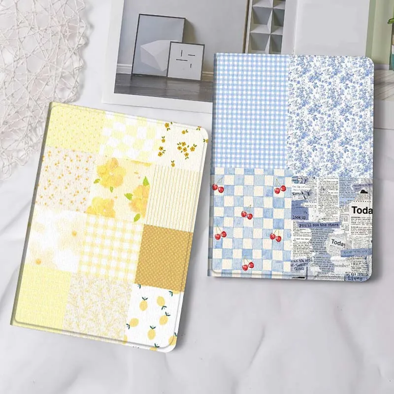 

Checkered Yellow Fabric Design Tablet Case For Apple iPad Air Pro mini 1 2 3 4 5 6 7 8 9 11 M2 M3 M5 M4 5th 6th 7th 10th 11th