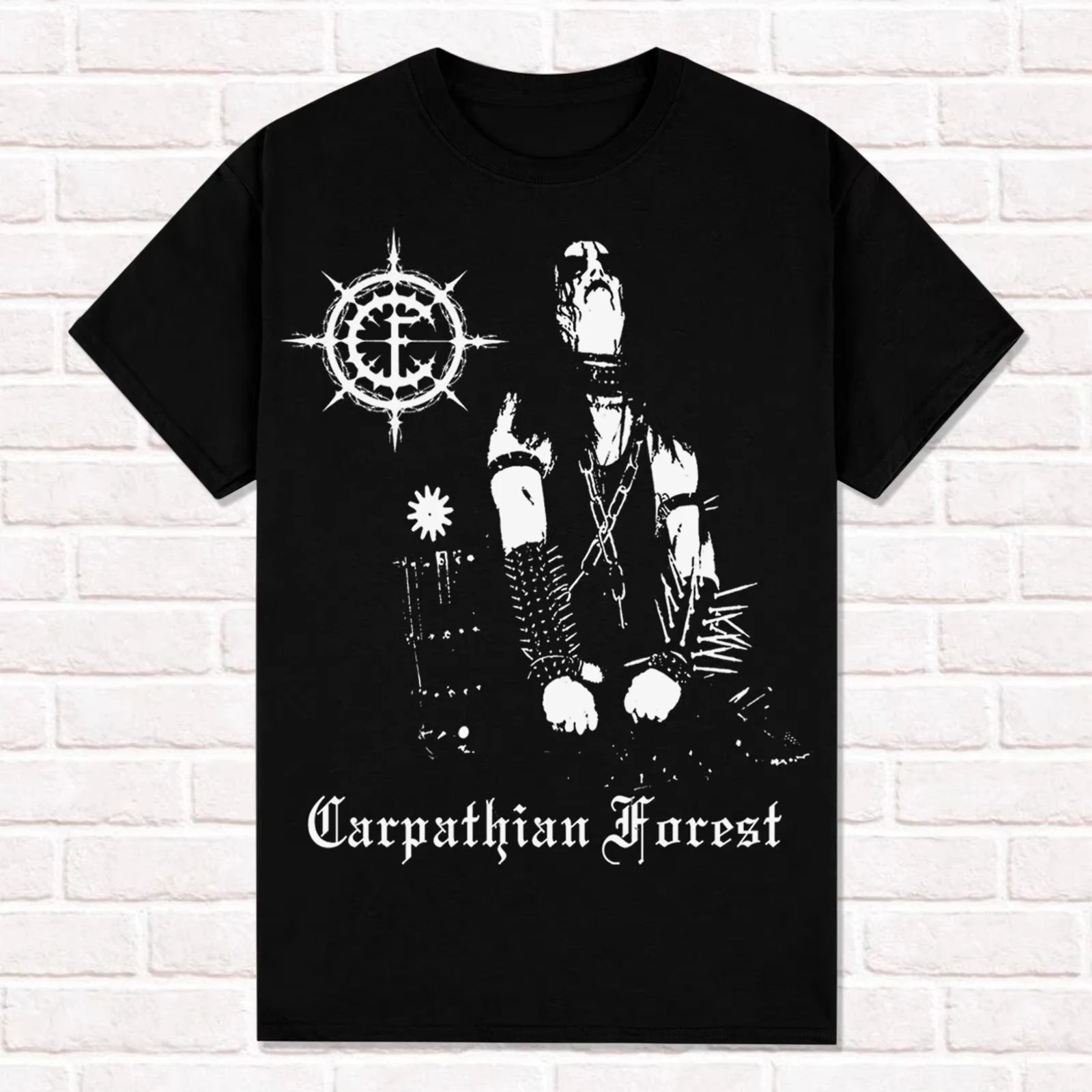 Camiseta de algodón para hombre con estampado de metal negro noruego, estilo casual de verano, con la frase '2026 New Carpathian Forest' y 'We're Going To Hell for This', estilo streetwear.