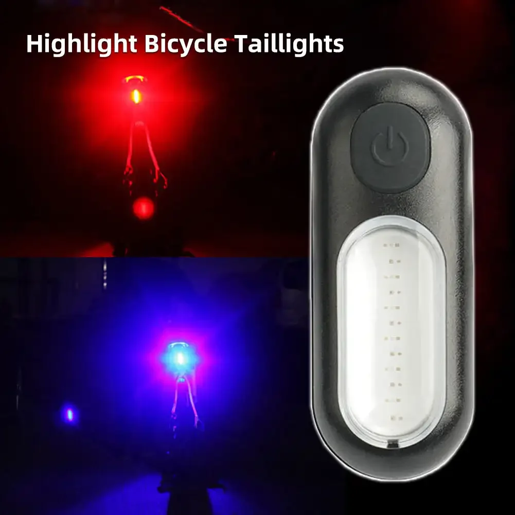 Fiets 2 lichtkleuren in 1 lamp COB LED 5 modi met modusgeheugen Oplaadbare interne Li-batterij Zadelpen en riemmontagelichten