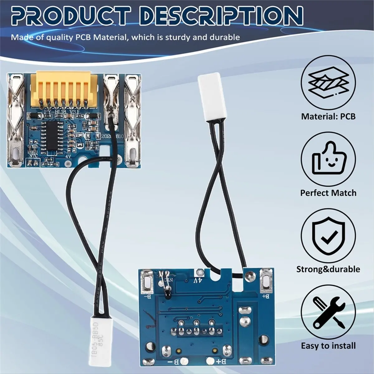 A1037F Perfect ★◀◁2Pcs 18V Replacement Battery PCB Chip Board PCB Charging Protection Board for BL1830 BL1840 BL1850 Power Tool