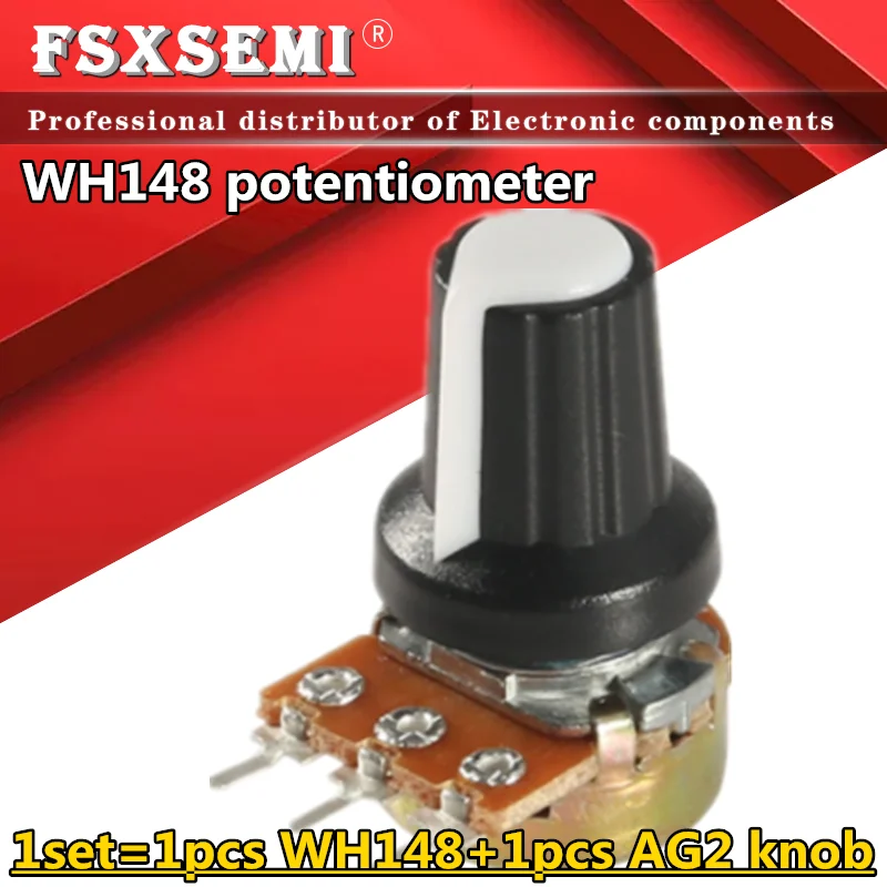 1set WH148 3Pin 15mm 1K 2K 5K 10K 20K 50K 100K 500K 1M Ohm Potentiometer Resistor Linear Taper Rotary Potentiometer AG2 Cap