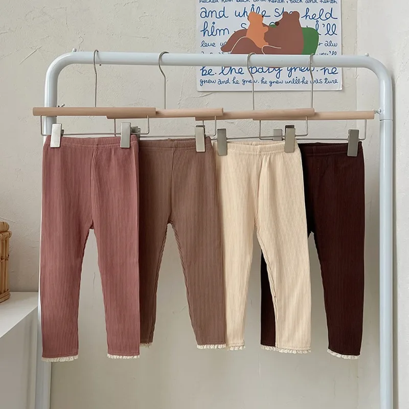 New Autumn Winter Children One Piece Leggings Kids Lace Warm Trousers Girls Baby Elastic Waist Slim Pants Baby Newborn Items Set
