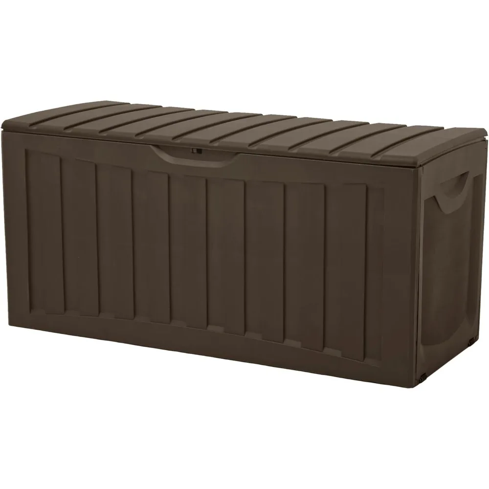 

Quality Products Plastic 90 Gallon Outdoor Lockable Backyard Storage Bin Deck Box for Cushions, Pool Accessories, and Towels