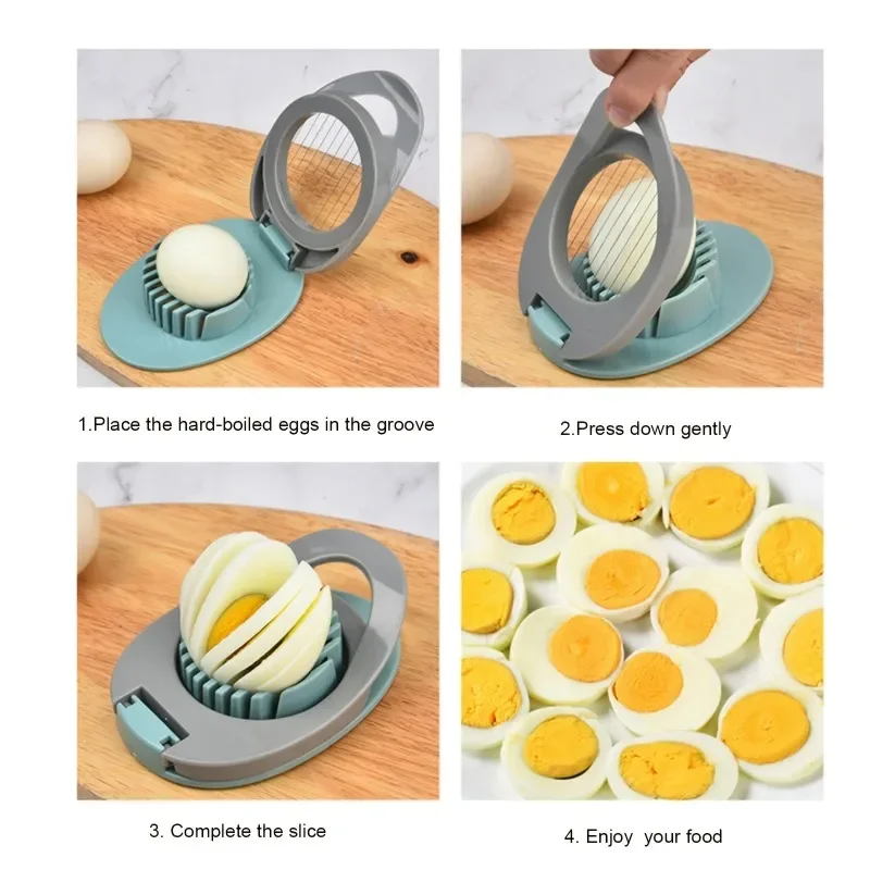 Rebanador de huevos multiusos de alambre de acero inoxidable, rebanador de huevos para huevos duros, cortador de huevos de aluminio, rebanador de guarnición de frutas