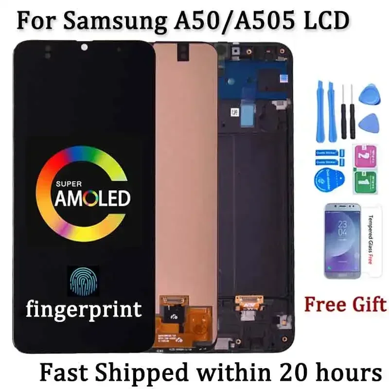 Super AMOLED For Samsung A50 SM-A505FN/DS A505F/DS A505 LCD Display With Touch Screen Digitizer For Samsung A50 lcd