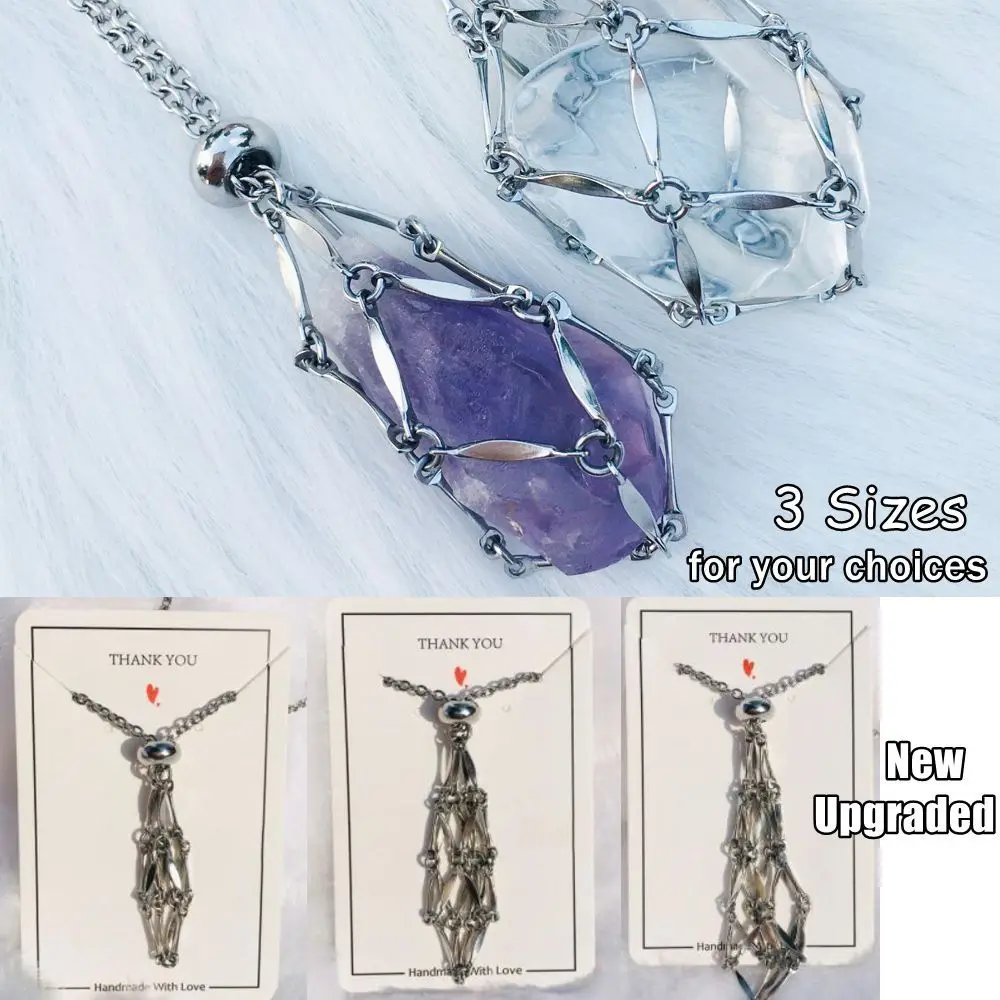 Stainless Steel Crystal Holder Cage Silver Color Interchangeable Stone Holder Accessories Chain Necklaces Women Men