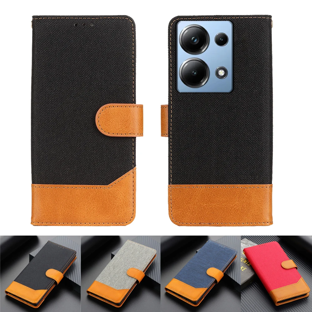 עבור xiaomi poco m6 pro 4 גרם תיק עור טלפון עבור pko קטן מ 6 מ '6pro כרטיס מגנט מחזיק בחזרה לעמוד מכסה