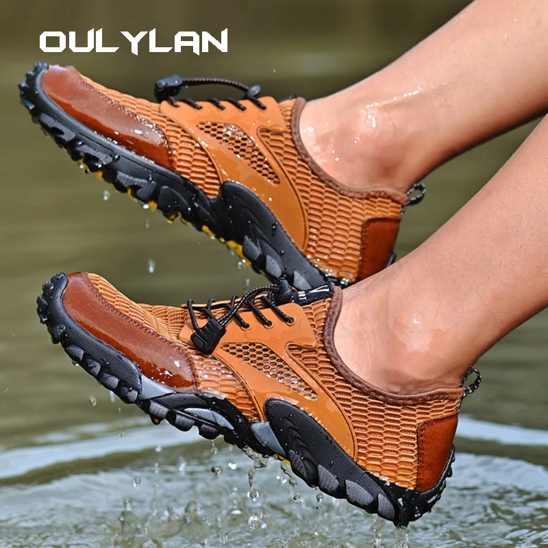 

Men‘s Breathable Hiking Shoes Outdoor Trail Trainers Lace-up Climbing Shoes Anti-slip Trekking Sneakers