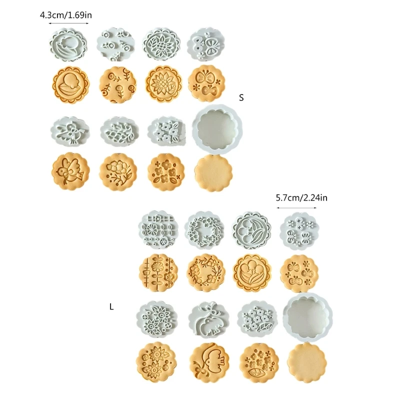 Moldes biscoitos flores, 8 peças, imprensa manual, moldes bolo, conveniente, ferramenta cozimento biscoitos,