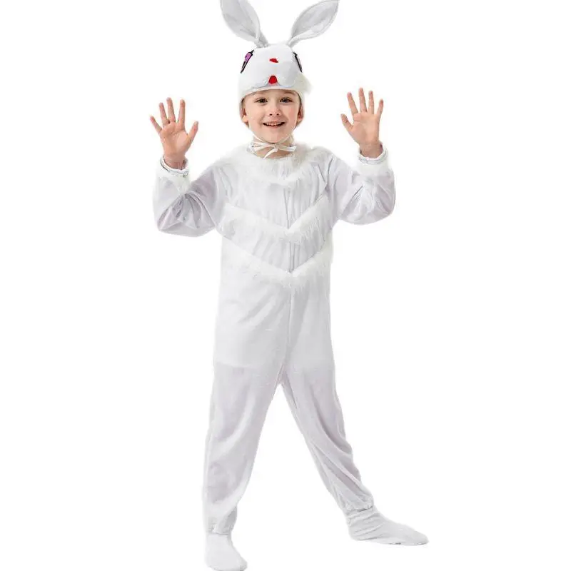 زي أطفال جديد للهالوين على شكل حيوانات، بدلة أداء على شكل أرنب وردي، تصميم كرتوني، زي أرنب أبيض صغير