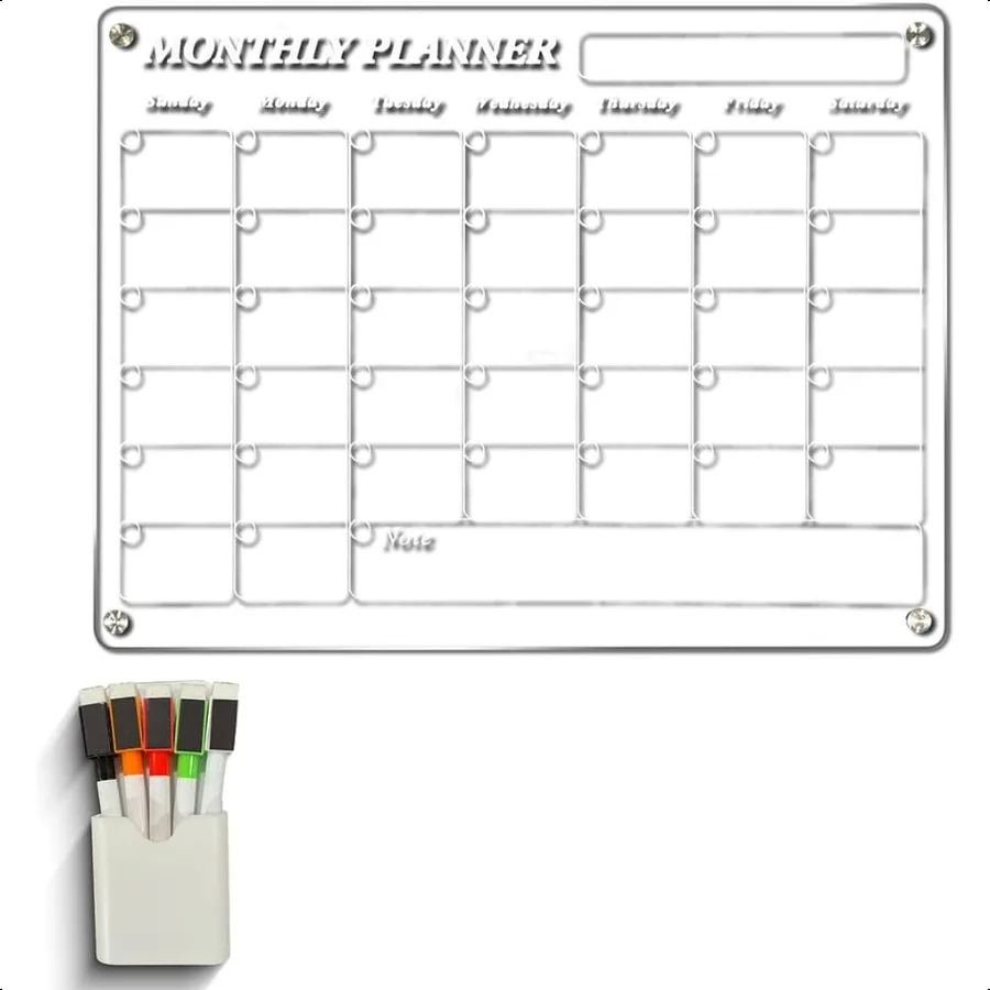 

Acrylic Home Calendar Organization Board Refrigerator Schedule Planner for Fridge or Wall Monthly Calendar