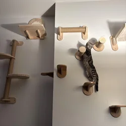 Árbol rascador de pared para gatos de interior con hamaca y escalera