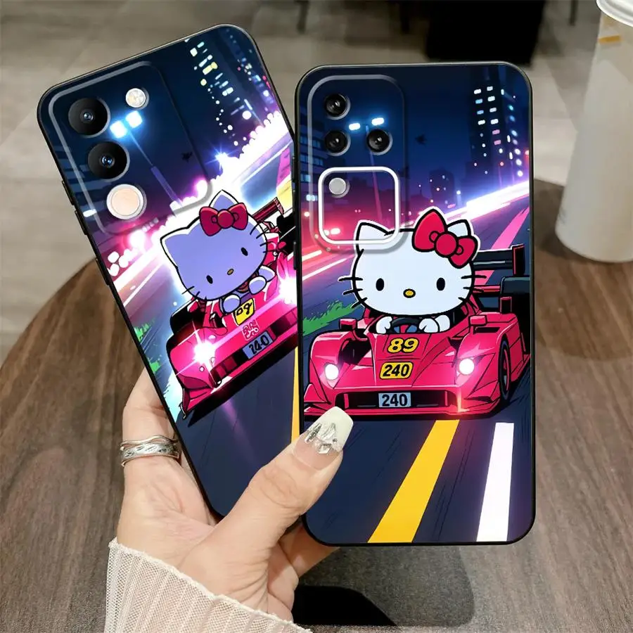 سباق السيارات مرحبا كيتي الحال بالنسبة ل Vivo Y27 Y30 Y33S Y35 Y19 Y31 Y36 Y20 Y21 Y02 Y11 Y22 Y12 Y15S Y16 Y17 لينة الغطاء الخلفي للهاتف