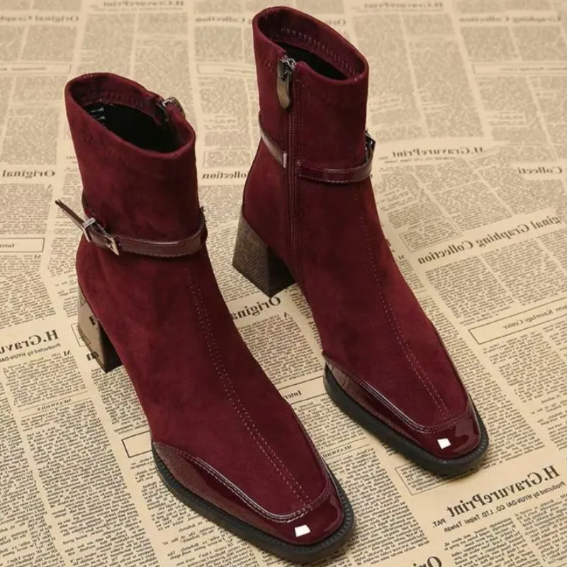 Otoño ante nuevo botas cortas 2025 diario hogar Oficina compras boca poco profunda ligero resistente al desgaste Chelsea botas de talla grande