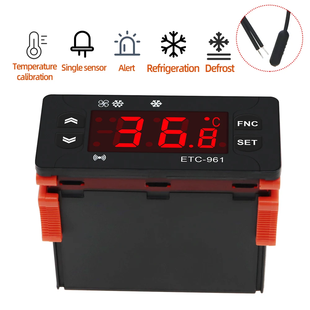 5Pcs/Lot ETC-961 Thermostat Temperature Controller Humidity Control Thermometer Hygrometer Refrigeration Alarm 220V NTC Sensor