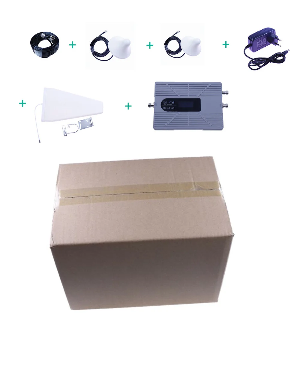 5G Mobile Signal Amplifier Kit Dual Head Four Frequency Power Booster with Enhanced Coverage for Multiple Frequency Bands