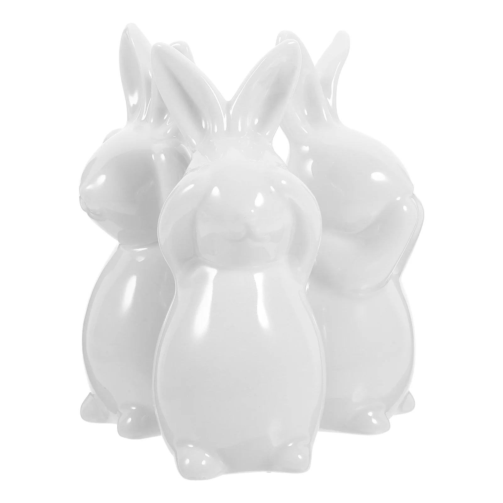 

1Set Hear See Speak No Rabbit Decor Ceramic Bunnies White Nordic Style Home Decoration for Tabletop Shelf Living Room