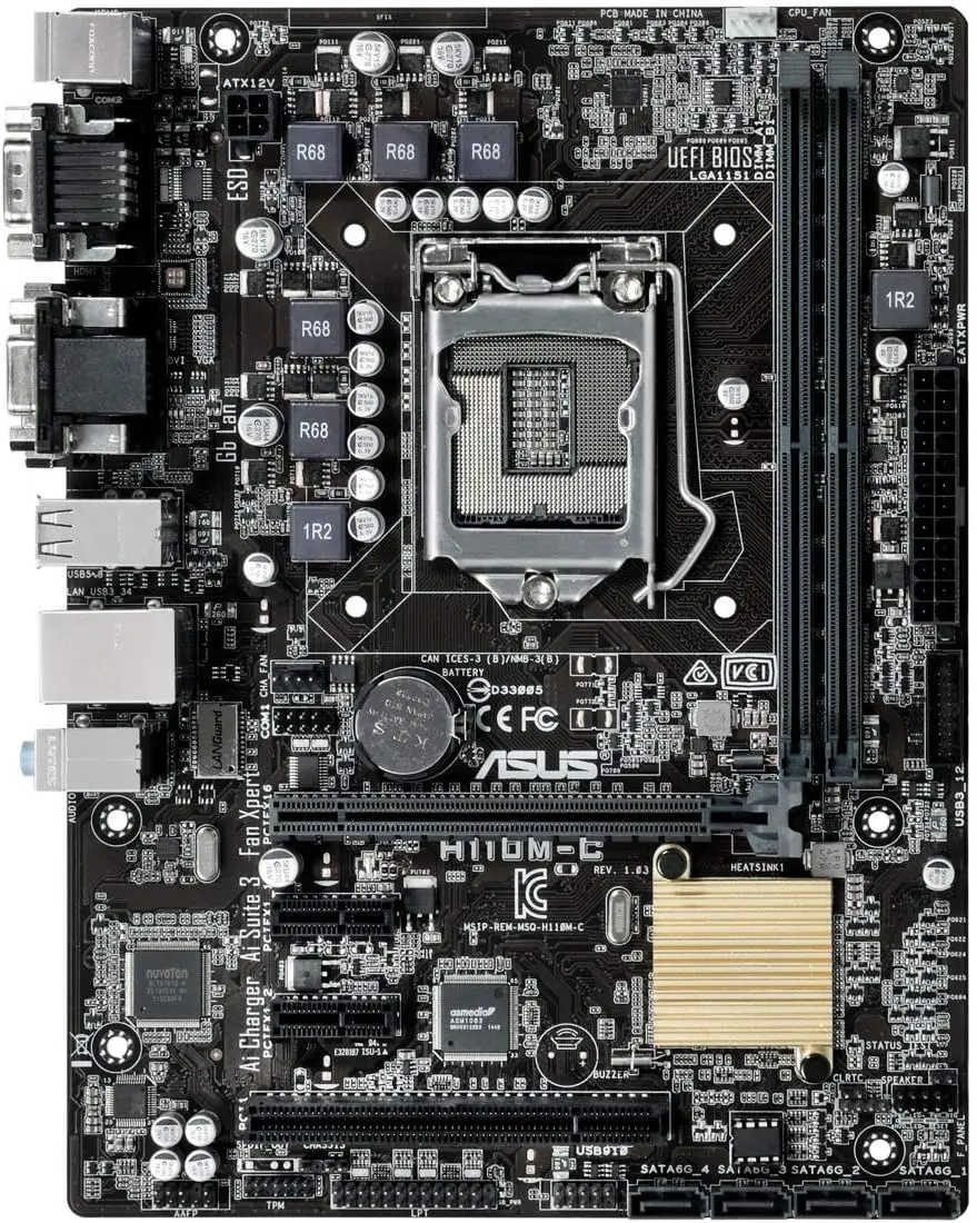 

Материнская плата ASUS H110M-C DDR4 LGA 1151, Intel H110 DDR4, 32 ГБ, поддержка процессора Core i3-6100 i5-6400 i7-6700 i3-6300