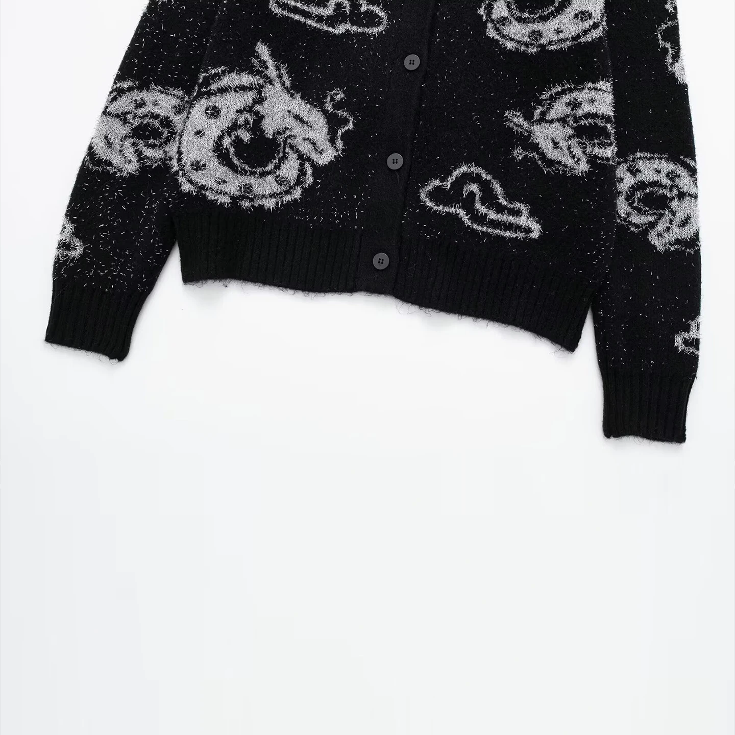 Z 2025 خريف جديد Faion المرأة محبوك Jaet الحيوان التطريز شخصية ملابس خارجية ort طول طويل Sve سترة