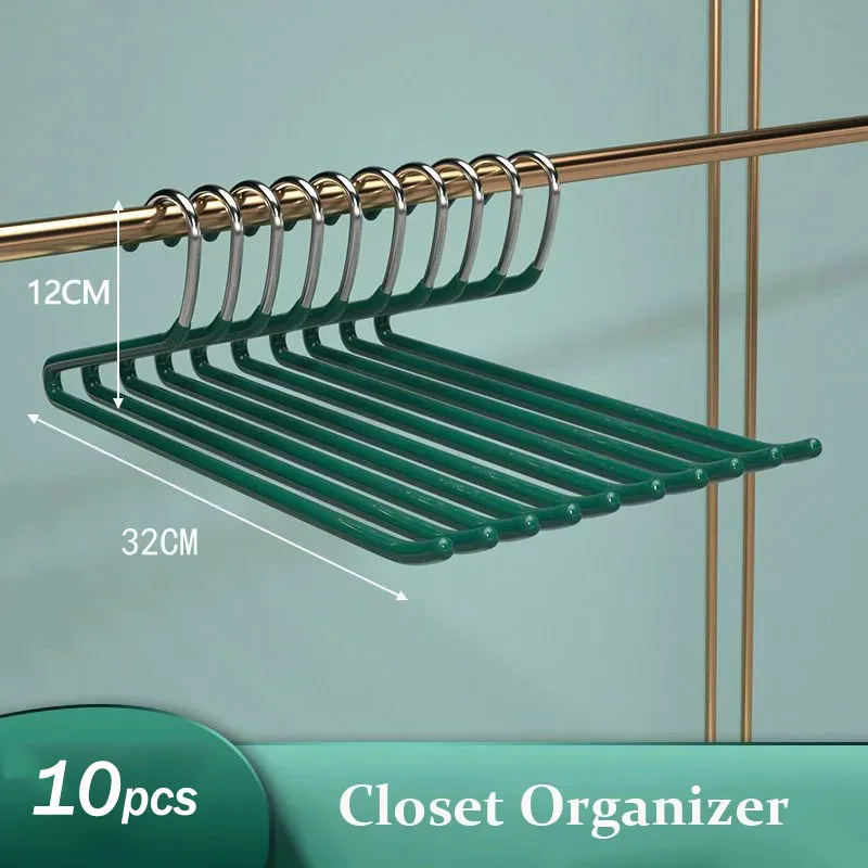 10pcs Stainless Steel Trousers Hanger Pants Organizer Closet Clothes Hanger Drying Rack Wardrobe Saves Space