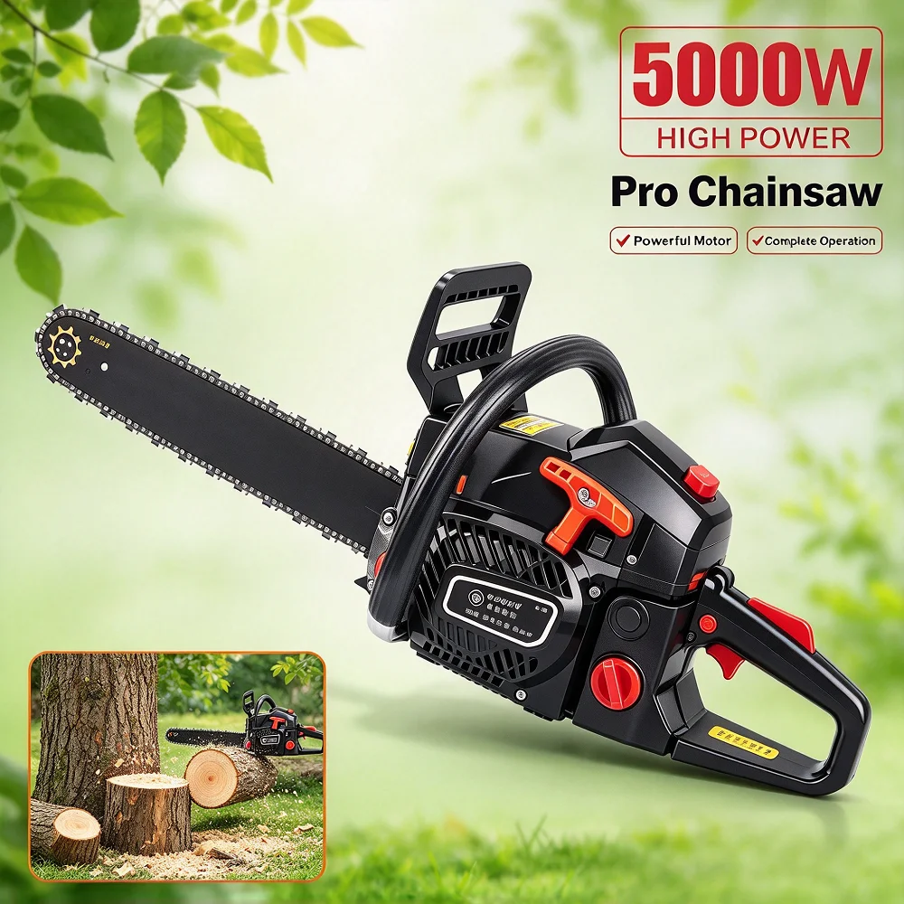 Handheld Chainsaw 5000W 68CC High-power 2-Stroke 20 inch Felling Saw Cutting Tool Small for Wood Logging Forest And Garden Use