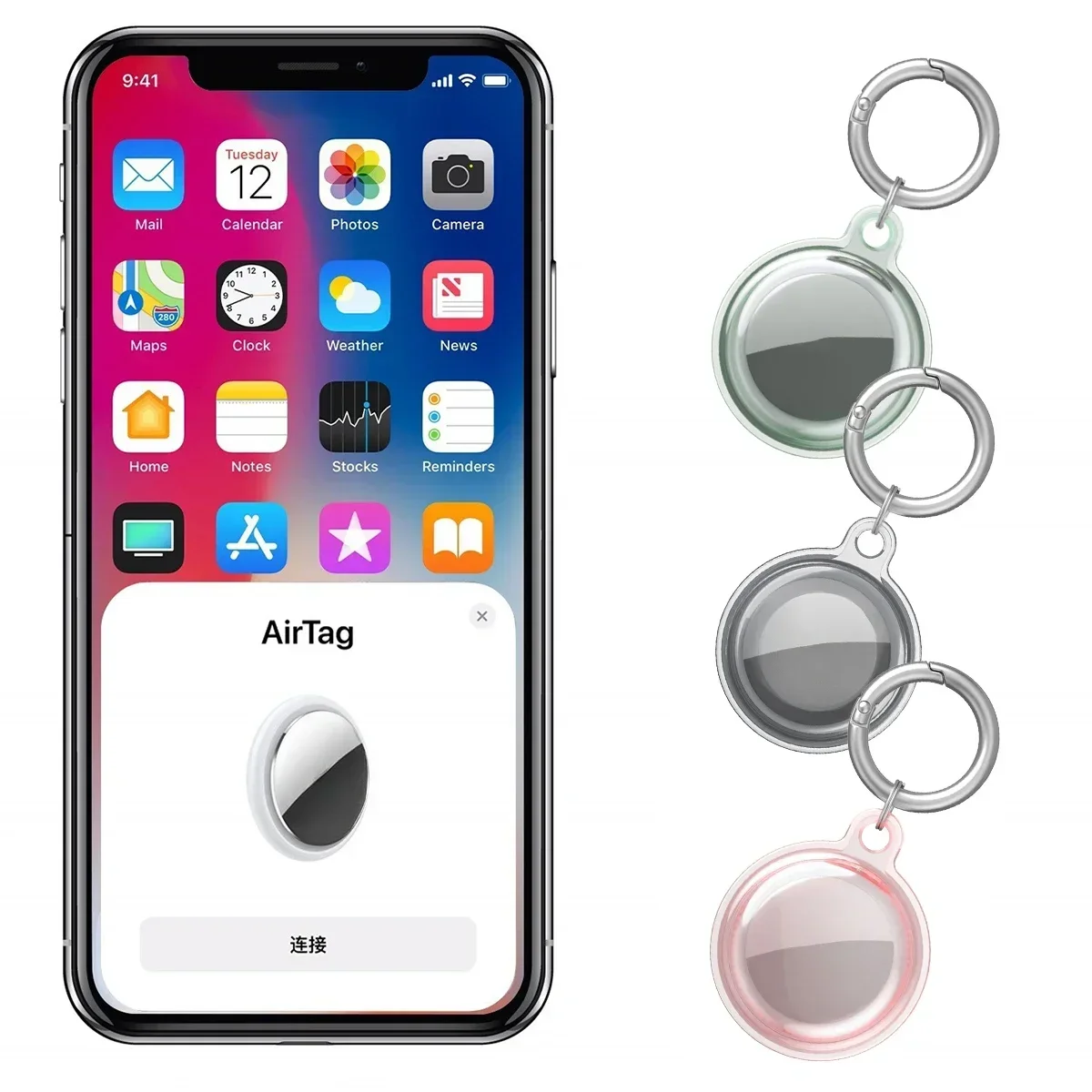 CoverJoy AirTag Keychain Case 1/2/4 Pack Pelindung Tahan Air Anti Hilang Pelacak untuk Hewan Peliharaan Anjing Kucing Kalung Kunci Koper