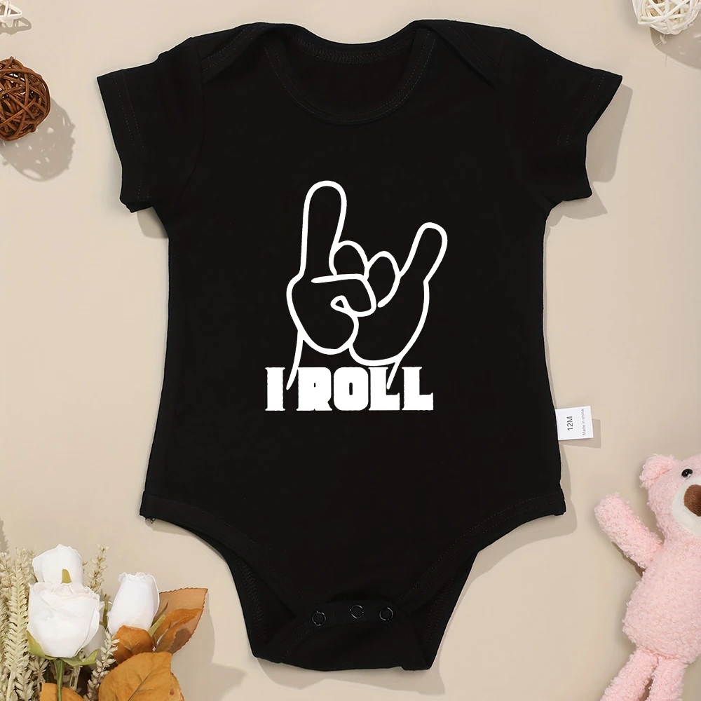 I Rock I Roll Милая одежда для маленьких мальчиков, модная забавная комбинезон для новорожденных, пижама, летняя домашняя повседневная одежда для