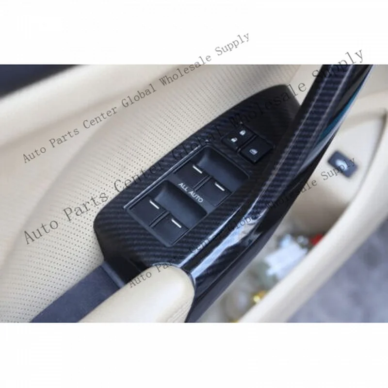 L+ For Acura TSX 2009-2014 Carbon Fiber Window Lift Lock Panel Switch Cover Trim 4X