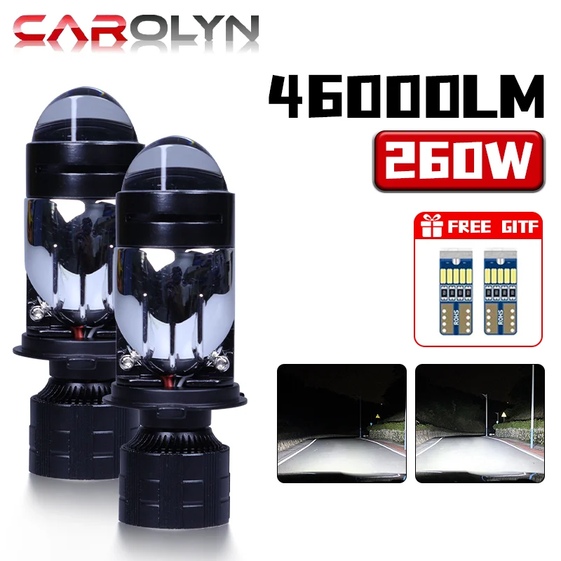 

H4 Lens Headlights 260W 46000LM Auto Lamp Mini Lens LED 9003 HIB2 Bulbs Car Motorcycle Dual Projector Len LED Automotive 12V 24V
