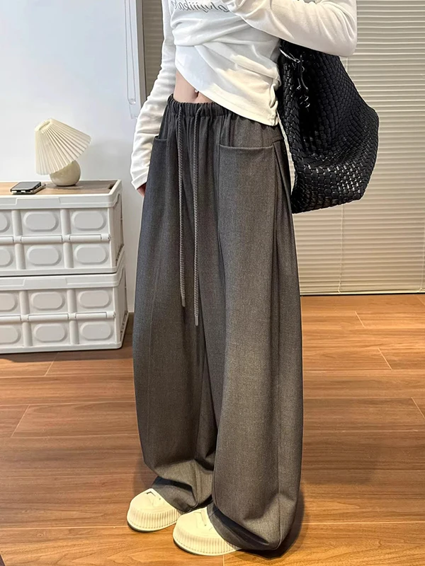 

High Waist Casual Wide Leg Pants plus Size Women's Summer Loose Fit Versatile Trousers Skin-friendly Breathable Casual Wear