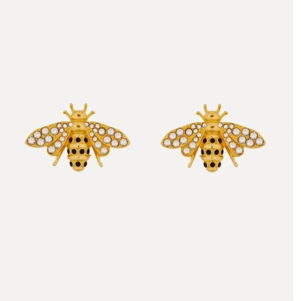 YEEVAA Sparkly Crystal Bee Stud Earrings, Gold Tone Rhinestone Insect Earrings for Women Fashion Jewelry