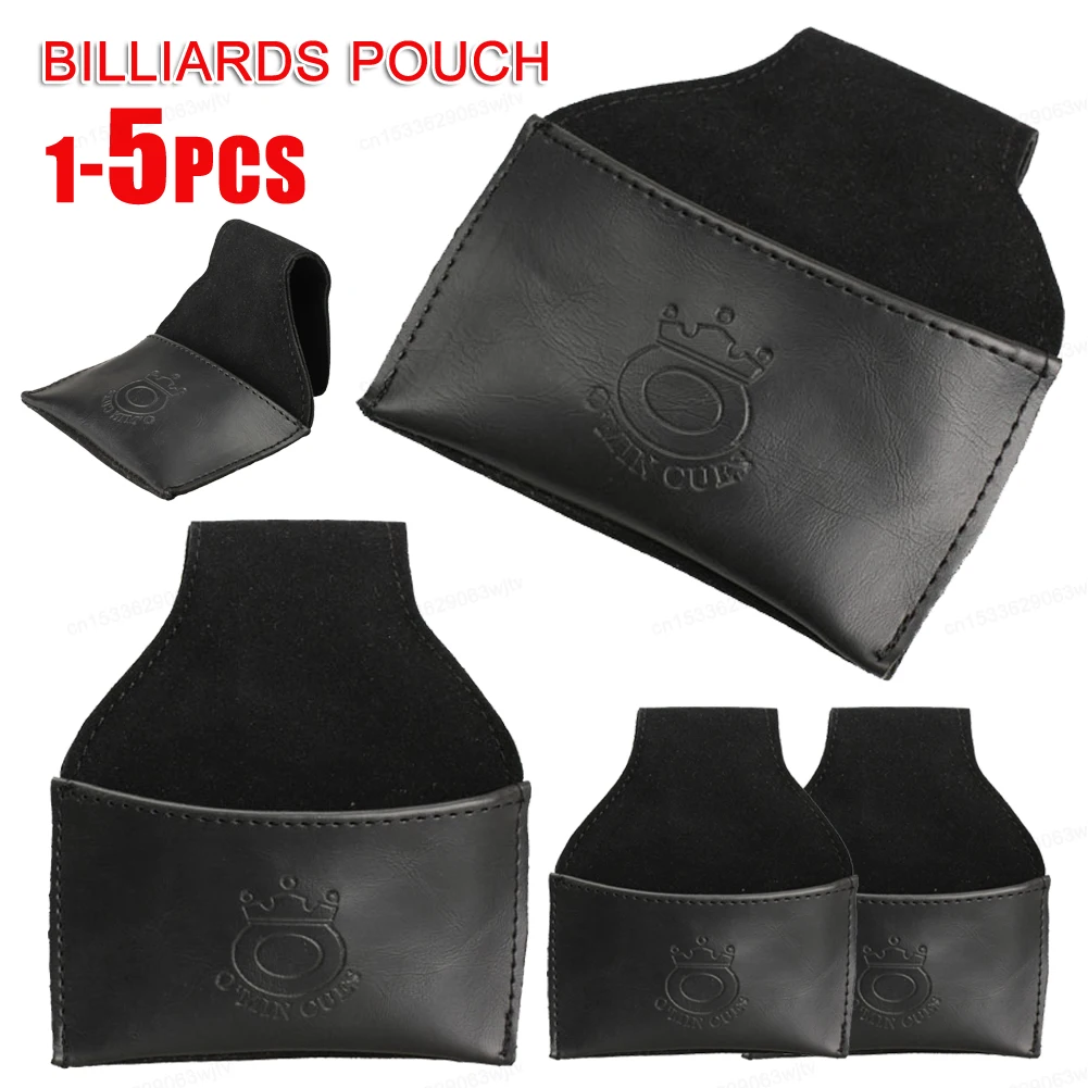 1-5PCS Black Billiards Leather Pouch Chalk Holder Pouch with Clip Pool Snooker Chalk Holder Accessories 9.5*5cm