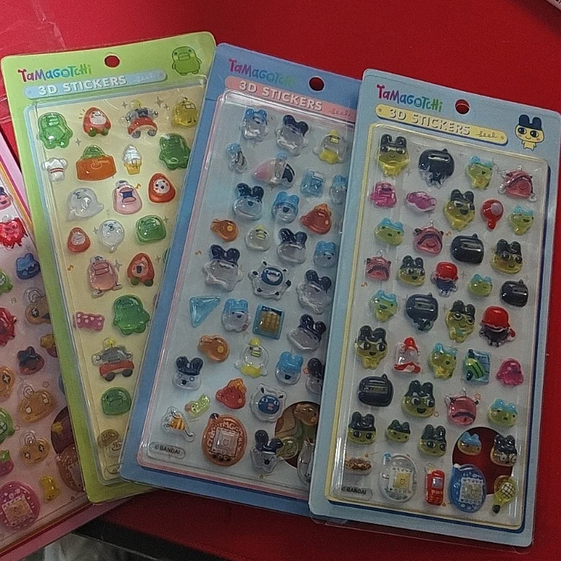 

4pcs Kawaii Japanese Tamagotchi 3d Relief Stereo Sticker Cute Diy Mobile Phone Decor Sticker Student Hand Account Stationery