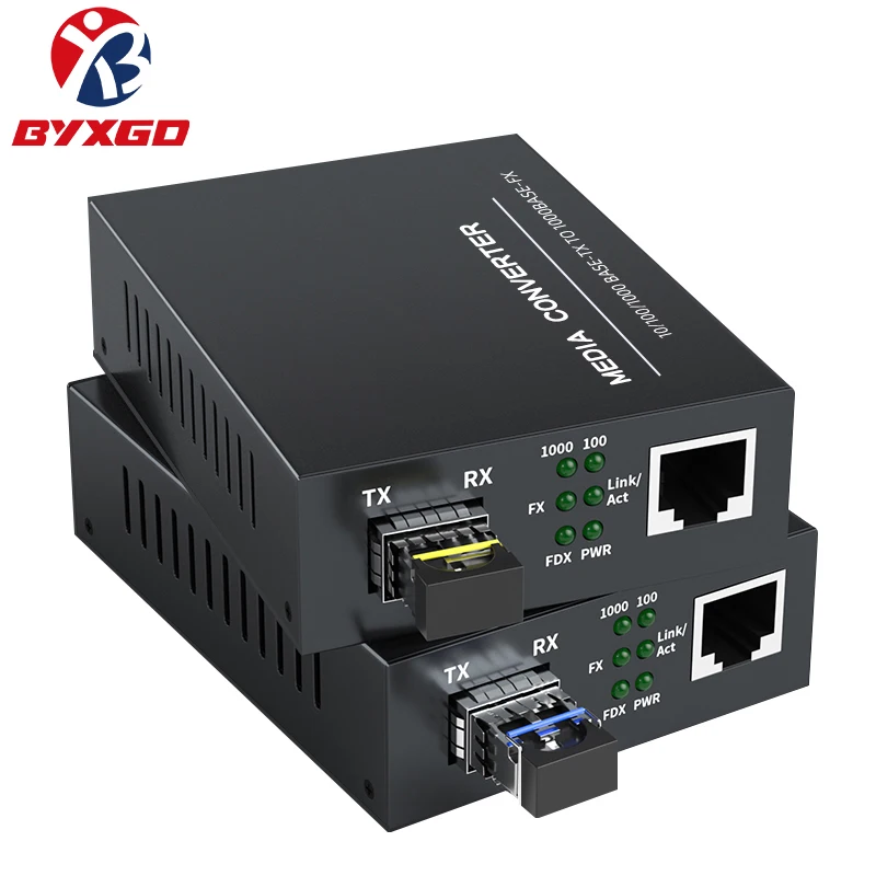 Image of BYXGD Gigabit SFP Glasfaser-Medienkonverter 1,25G Singlemode SC LC Einzel-/Doppelfaser BIDI 20KM 40KM 80KM Ethernet FTTH Transceiver