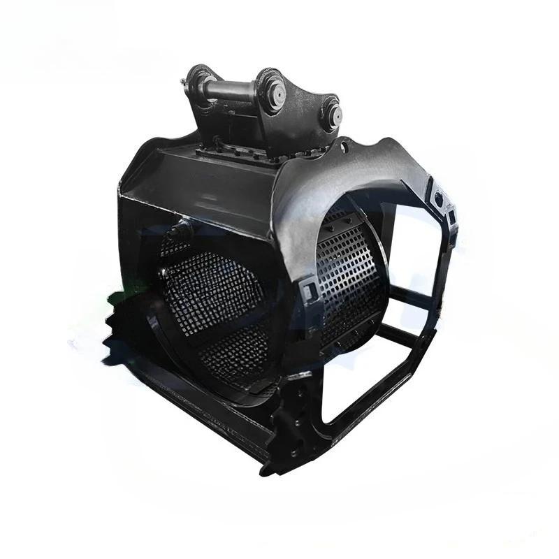 Heavy duty hydraulic screening bucket for excavator screening of soil, sand and gravel