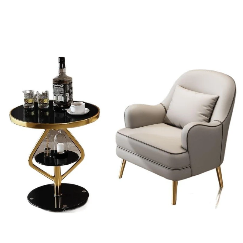 Balcony bedroom table and chair combination, Nordic modern light luxury Internet celebrity simple rock slab round table