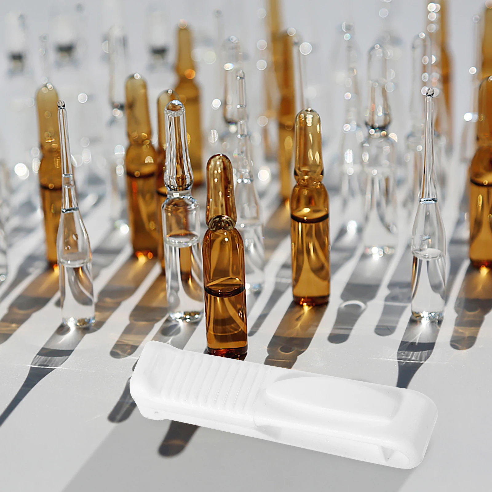 

8pcs White Plastic Ampoule Opener Professional Mini Bottle Breaker Reusable Portable Hospital Accessory Groove Design Vial
