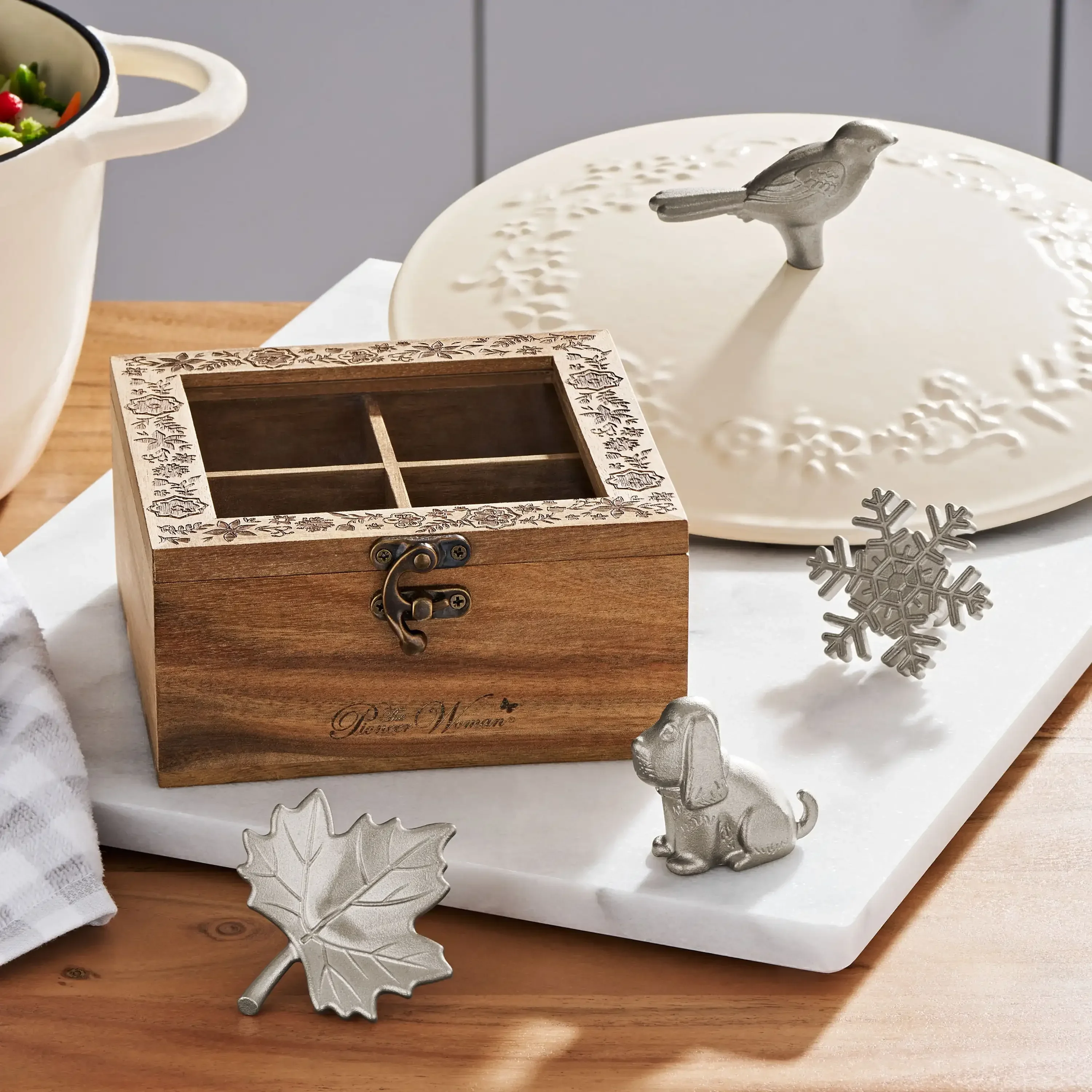 

Ручки для голландской духовки с деревянным сундуком для хранения подарков, набор из 5 предметов