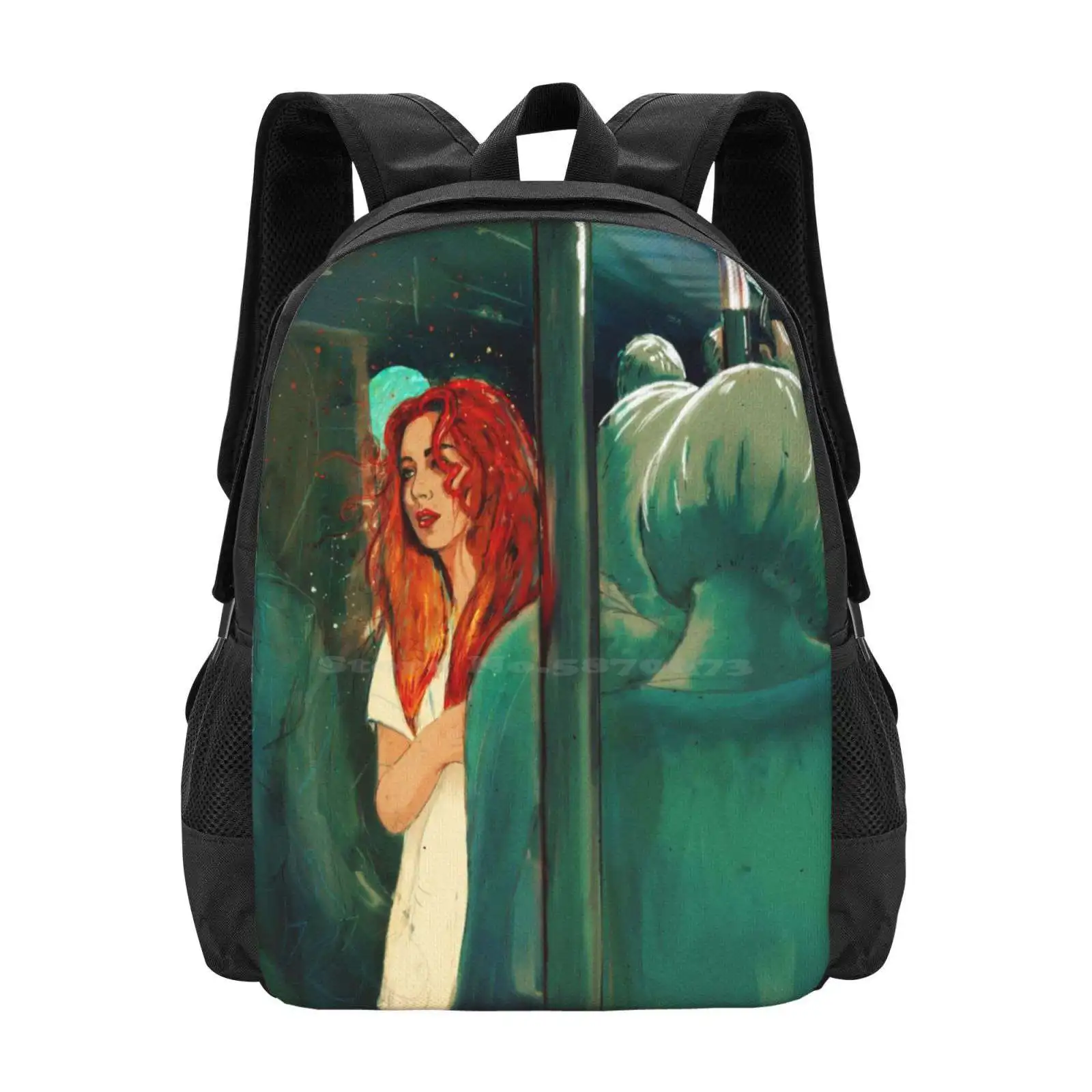 Mochila con diseño de patrón de tren del centro, mochilas escolares, luces de tren para niña, ciudad roja subterránea