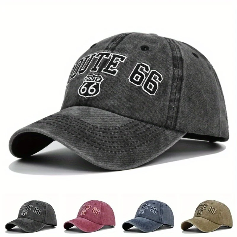 ROUTE 66 Letters Embroidery Baseball Cap Women Men Fashion Cotton Snapback Hat Hip Hop Trucker Dad Caps Outdoor Sun Hats gorras