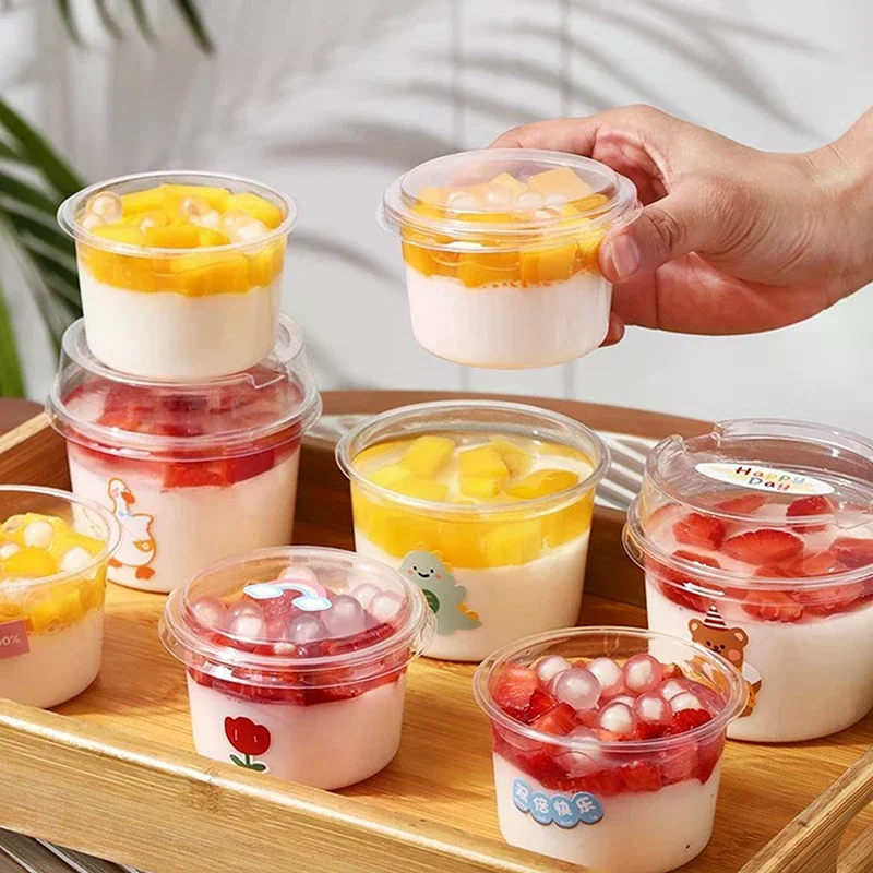 10/50Pcs Dessert Cup With Lid Transparent Ice Cream Cups For Pudding Yogurt Cups Mousse Cake Box Baking Packaging Container