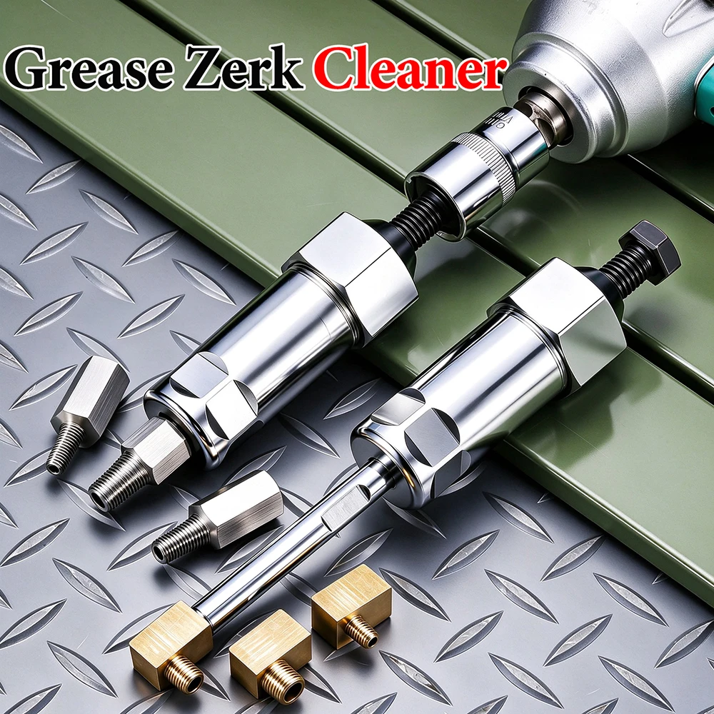 Grease Fitting Cleaner Tool Angled Bent Head Grease Nipple Unclogger Set for Car Truck Auto Repair Maintenance Kit