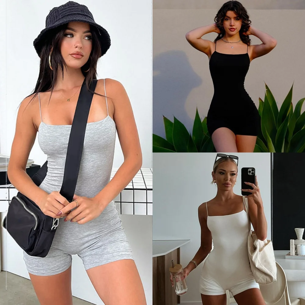 

Women's Summer Jumpsuit Sexy Bodysuit Bodycon Jumpsuits Women Romper Solid Sleeveless Playsuit Club Streetwear