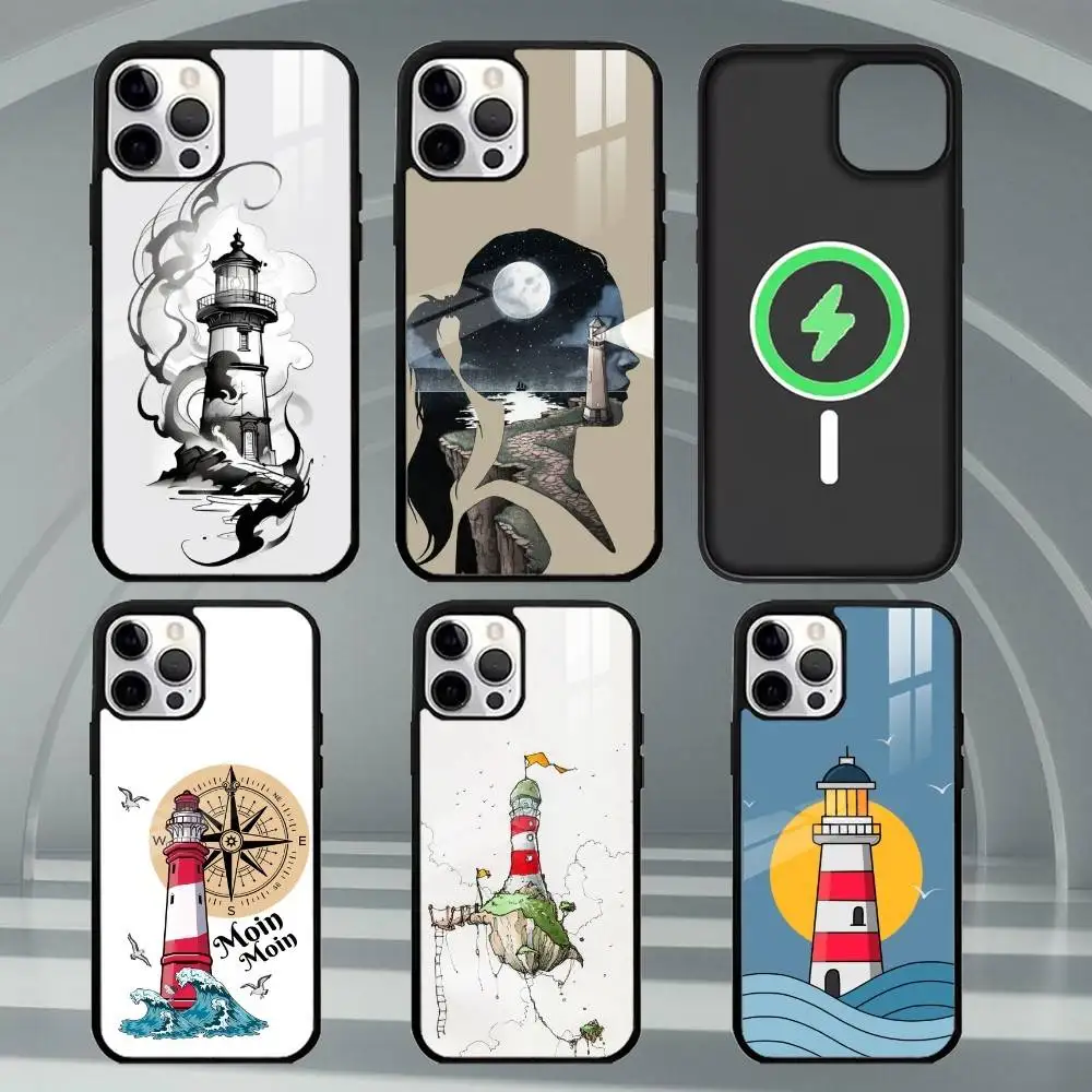 

L-Lighthouse Phone Case For iPhone17,16,15,14,13,12,11 Plus,Pro Max Magnetic For Magsafe Wireless Charging