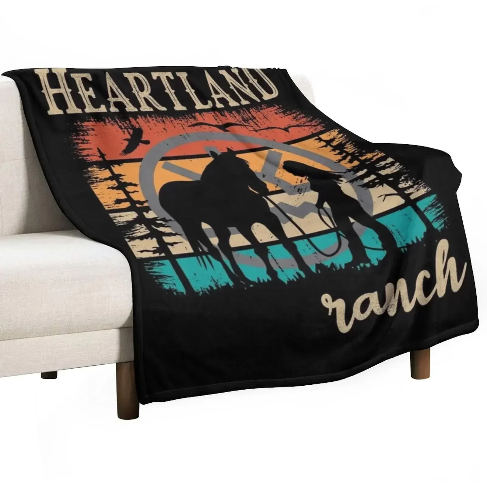 

Heartland, Heartland Ranch , Horse Lover, Sunset heartland, Heartland Retro Vintage, Ranch Lover, Horse Owner Throw Blanket