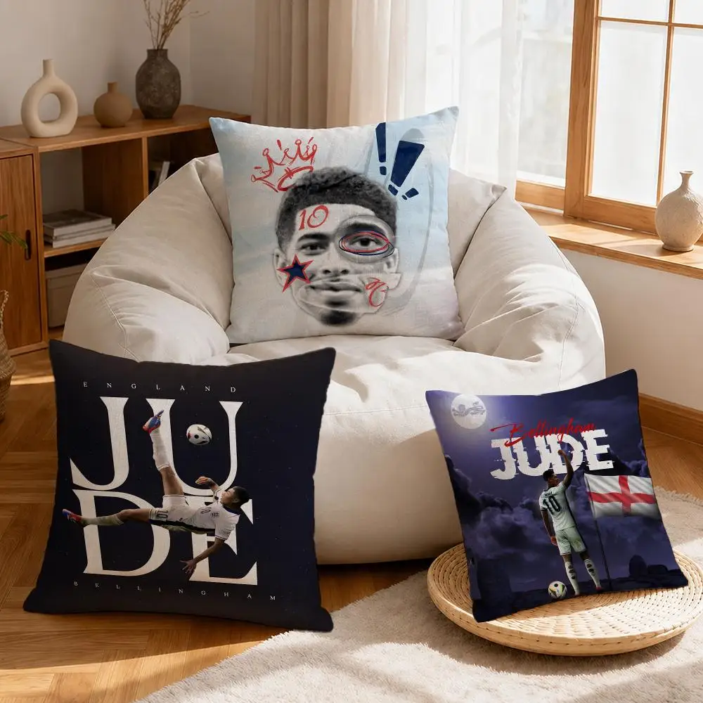 Football Player Jude Bellingham Cushion Cover Linen Anti-Mite Antibacterial Cushion Cover Invisible Zipper Sofa Decor