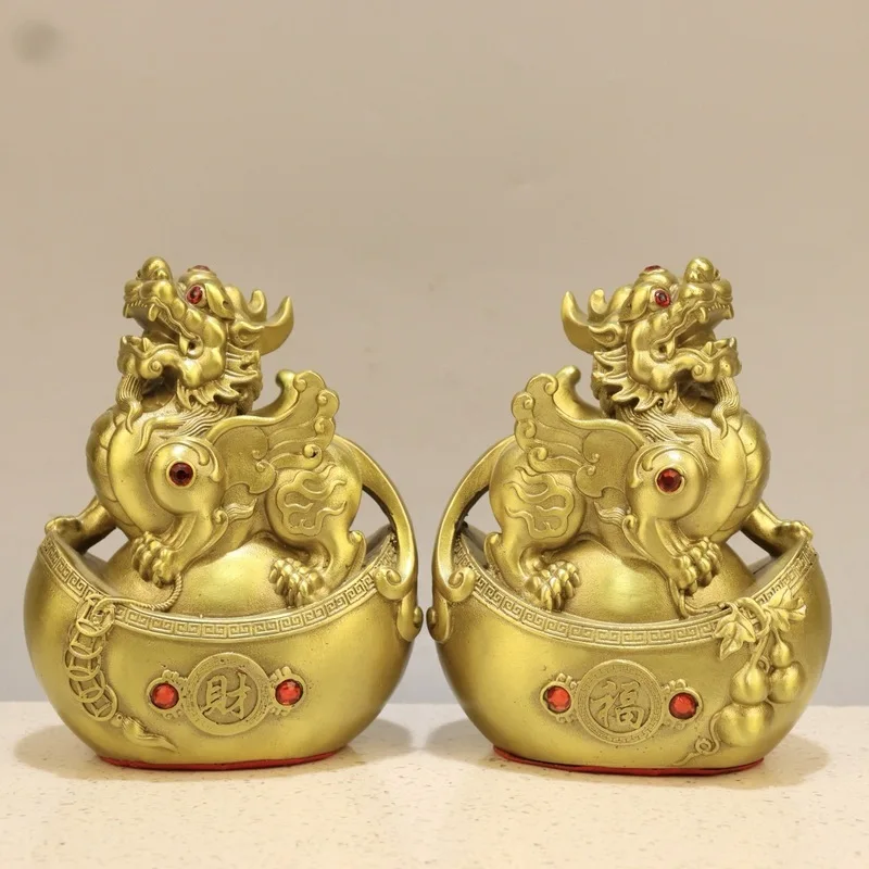 Brass Ornament For Wealth Fortune, Copper Ingot Pixiu, Home And Office Desktop Decorative Craft