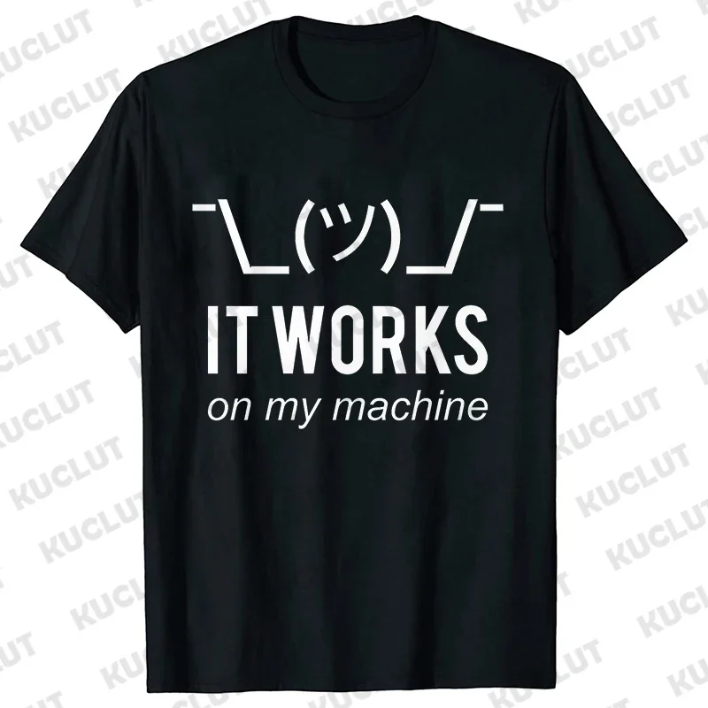 Summer Men T Shirts Geek It Works on My Machine Funny T-Shirt Men Short Sleeve Tshirt Computer Programmer Tee Shirt Homme