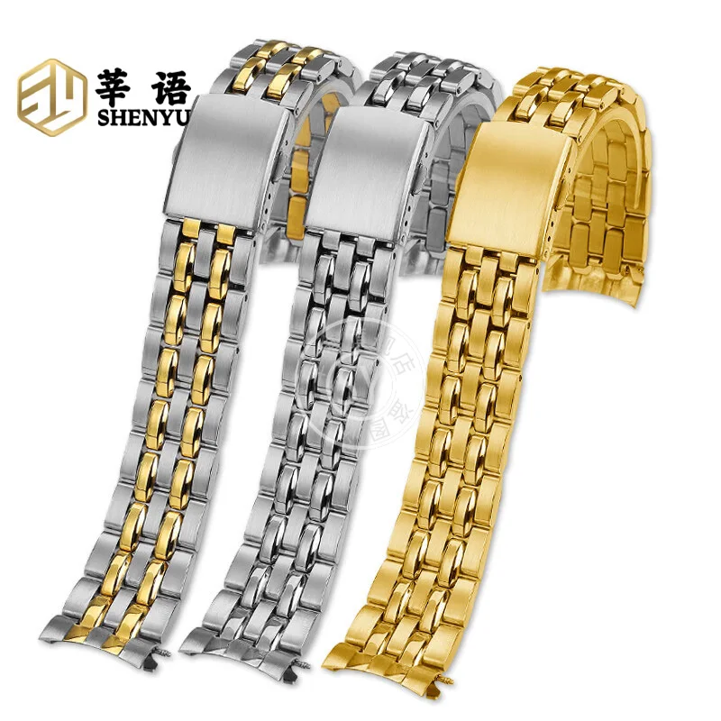 Shenyu Curved End Stainless Steel Watch Band For Titoni Cosmo Series 777 787 Replacement strap Bracelet Accessories 19mm 20mm