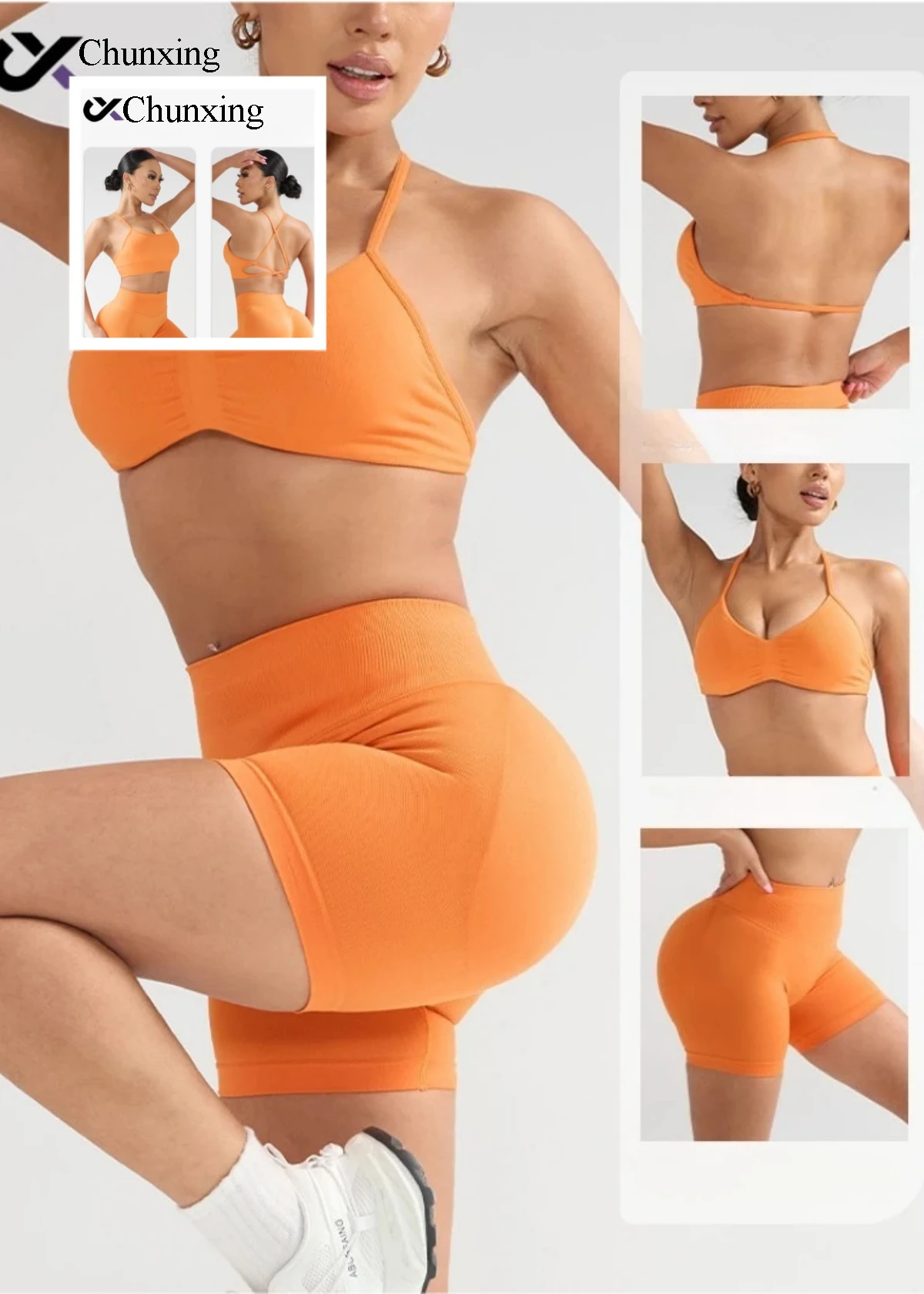 

Сексуальная внутренняя и внешняя одежда для йоги, силовые упражнения, антипровисающий бюстгальтер, женские удобные бесшовные узкие шорты для поднятия корабля